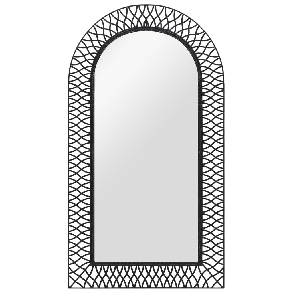 Garden Wall Mirror Arched 60x110 cm Black