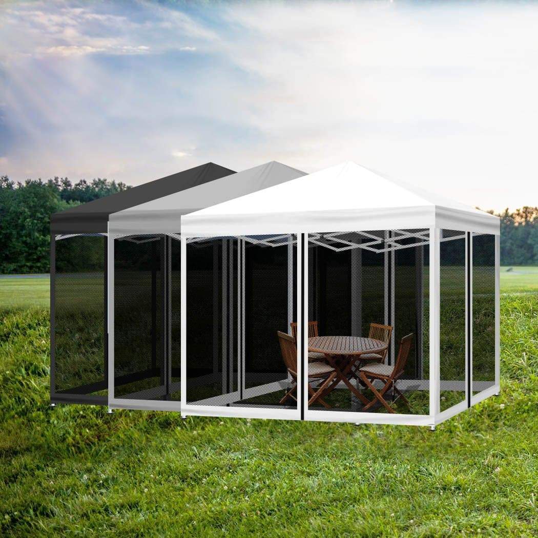 outdoor living Gazebo 3x3 Marquee Pop Up Tent Outdoor Canopy Wedding Mesh Side Wall