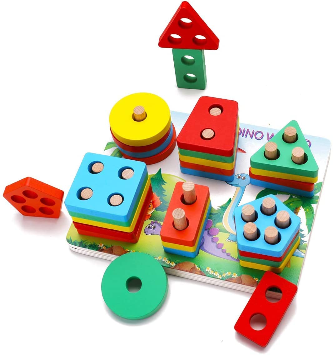 Geometric Wooden Shape Sorter Educational Preschool Toddler Toys For 3 To 5 Year Old For Kids