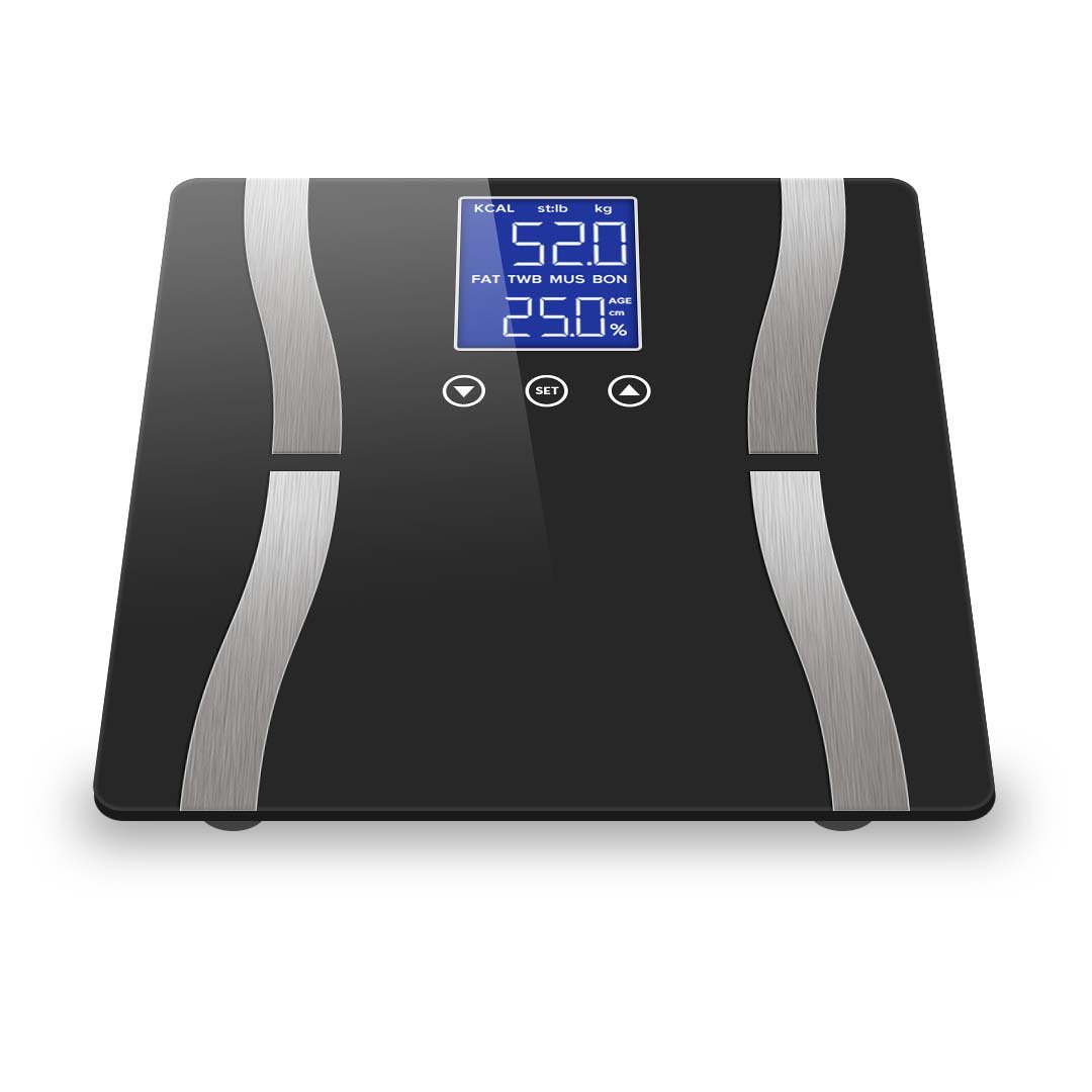 bathroom scales Glass LCD Digital Body Fat Scale Bathroom Electronic Gym Water Weighing Scales Black