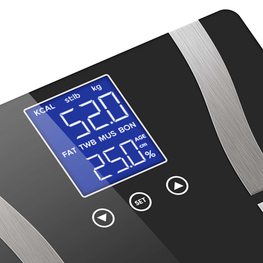 bathroom scales Glass LCD Digital Body Fat Scale Bathroom Electronic Gym Water Weighing Scales Black
