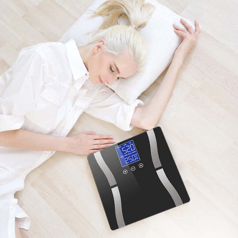 bathroom scales Glass LCD Digital Body Fat Scale Bathroom Electronic Gym Water Weighing Scales Black