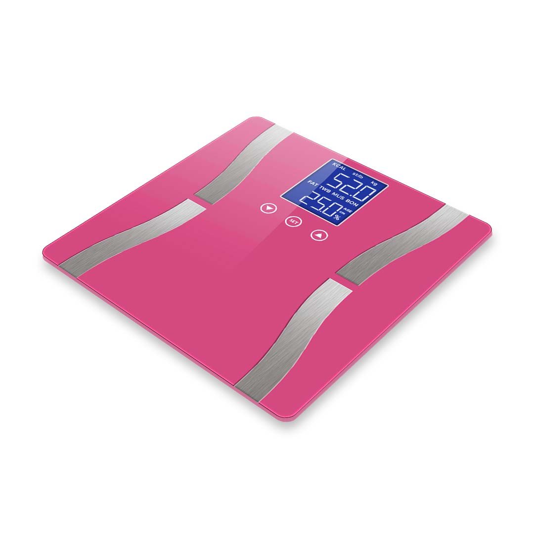 bathroom scales Glass LCD Digital Body Fat Scale Bathroom Electronic Gym Water Weighing Scales Pink