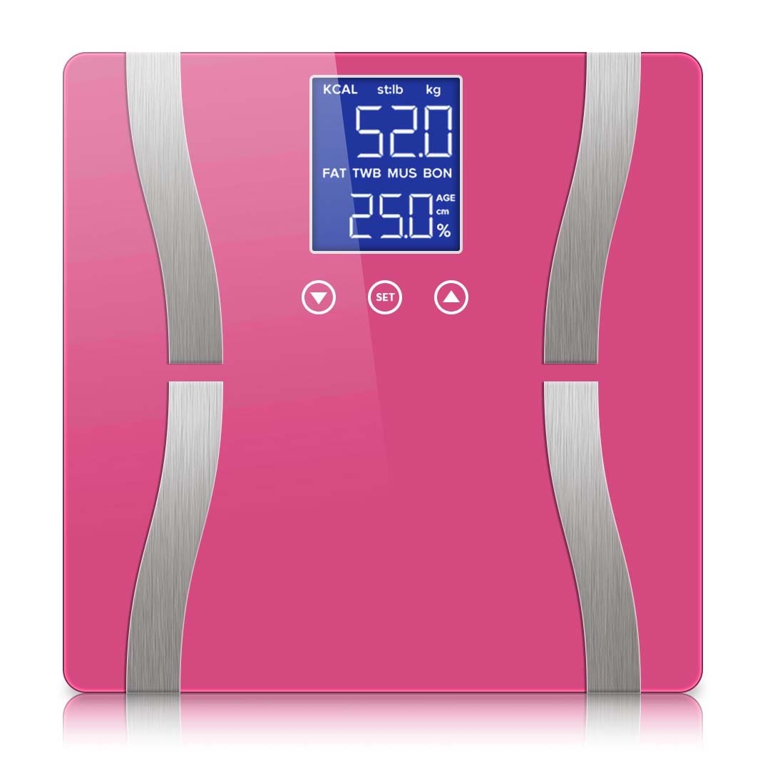 bathroom scales Glass LCD Digital Body Fat Scale Bathroom Electronic Gym Water Weighing Scales Pink