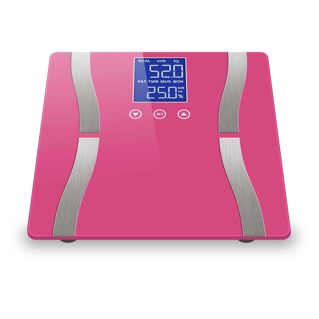 bathroom scales Glass LCD Digital Body Fat Scale Bathroom Electronic Gym Water Weighing Scales Pink