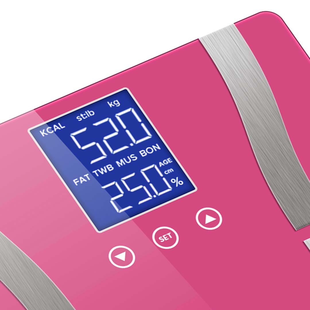 bathroom scales Glass LCD Digital Body Fat Scale Bathroom Electronic Gym Water Weighing Scales Pink