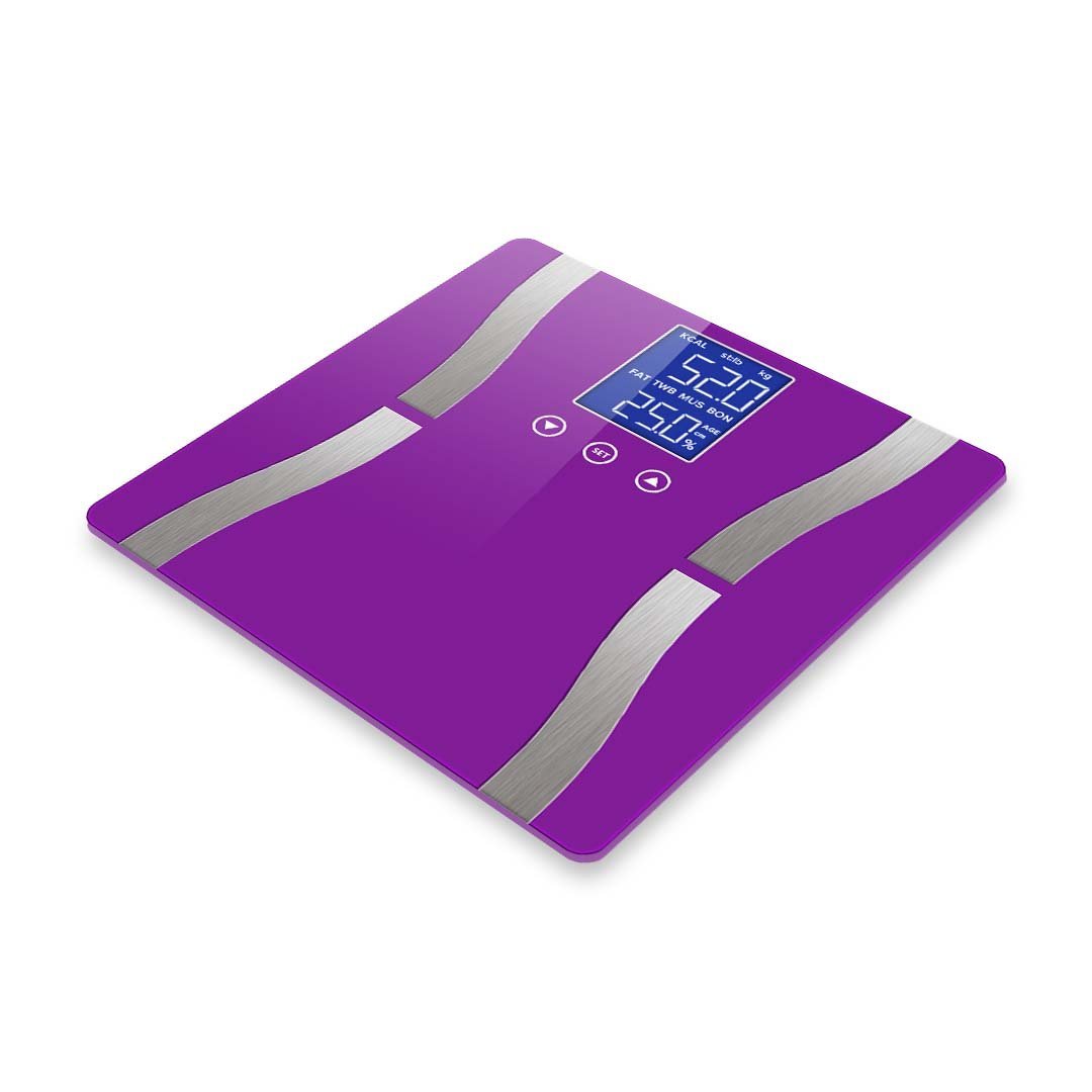 bathroom scales Glass LCD Digital Body Fat Scale Bathroom Electronic Gym Water Weighing Scales Purple