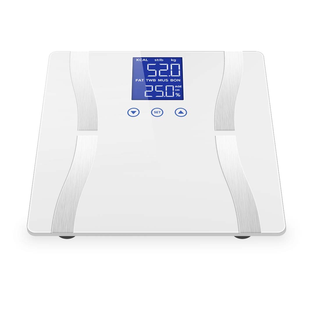 bathroom scales Glass LCD Digital Body Fat Scale Bathroom Electronic Gym Water Weighing Scales White