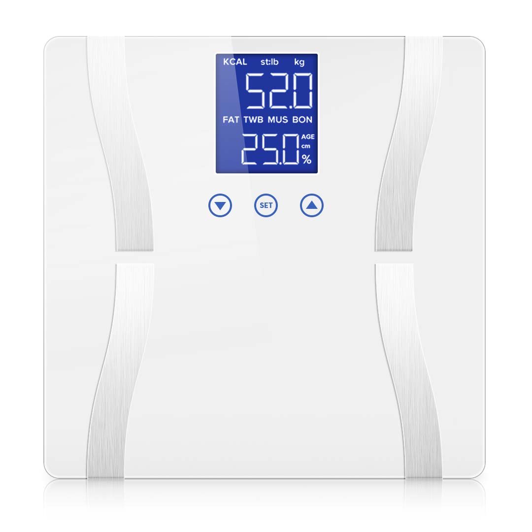 bathroom scales Glass LCD Digital Body Fat Scale Bathroom Electronic Gym Water Weighing Scales White