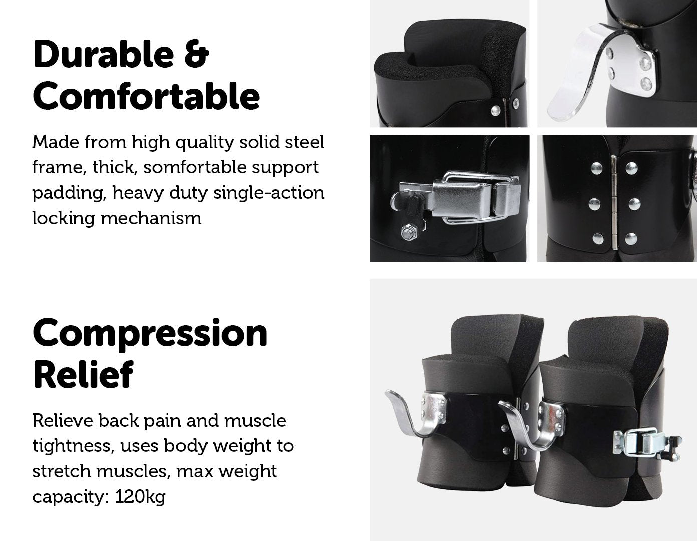Fitness Accessories Gravity Inversion Boots Therapy Hang Spine Posture Physio Gym Fitness