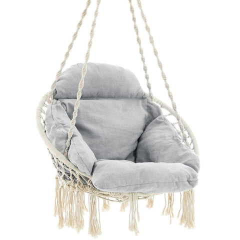 Hammock Hanging Chair With Cushion Gray