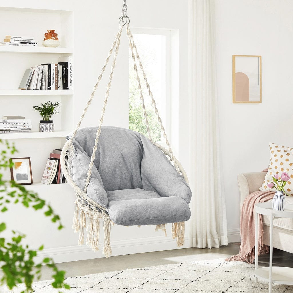 Hammock Hanging Chair with Cushion Gray