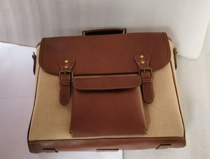50% Handmade Leather Messenger Bag - Brown