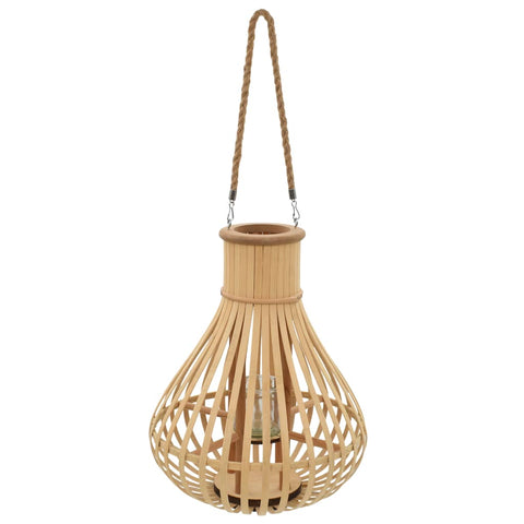 Hanging Candle Lantern Bamboo Natural