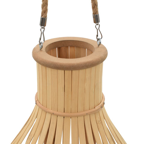 Hanging Candle Lantern Bamboo Natural