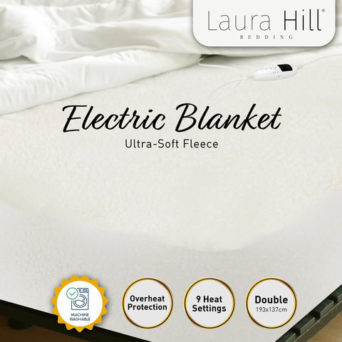 Heated Electric Blanket Fitted Fleece Underlay Throw - Double