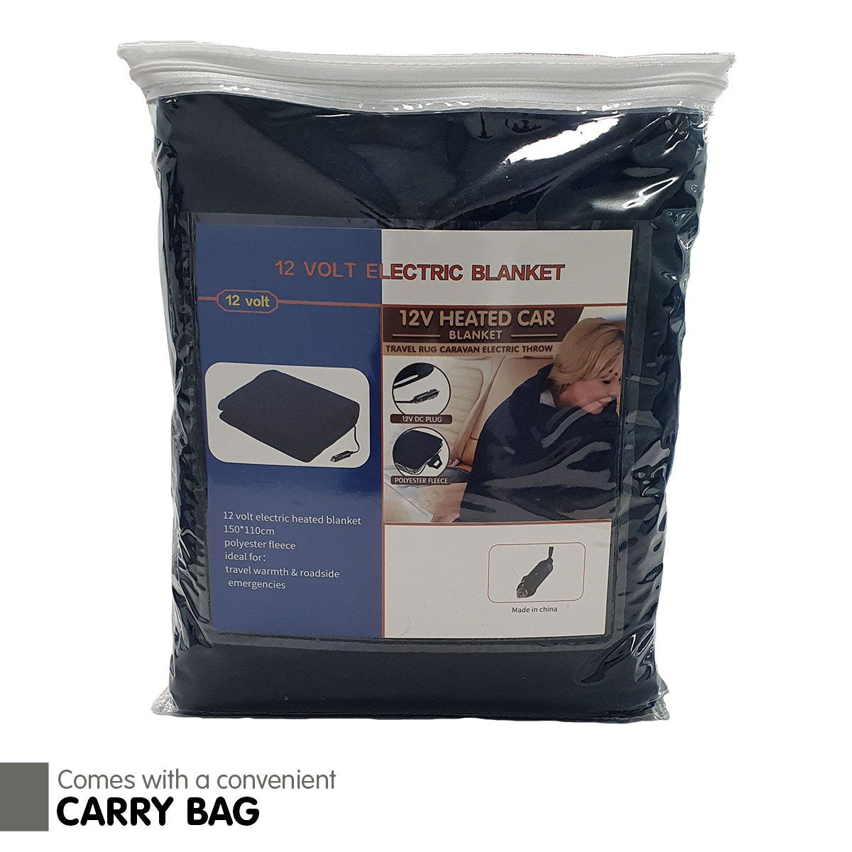 bedding Heated electric car blanket -navy blue