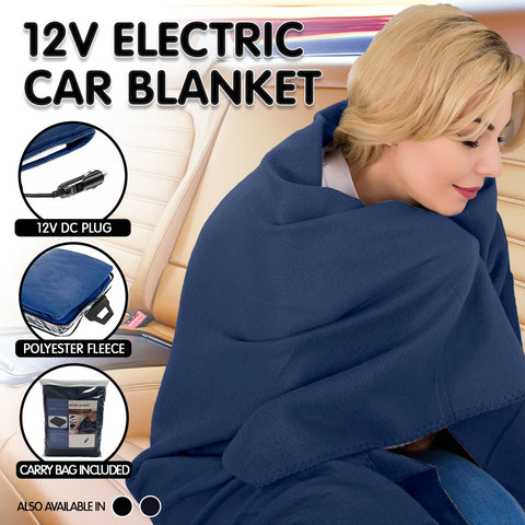 bedding Heated electric car blanket -navy blue
