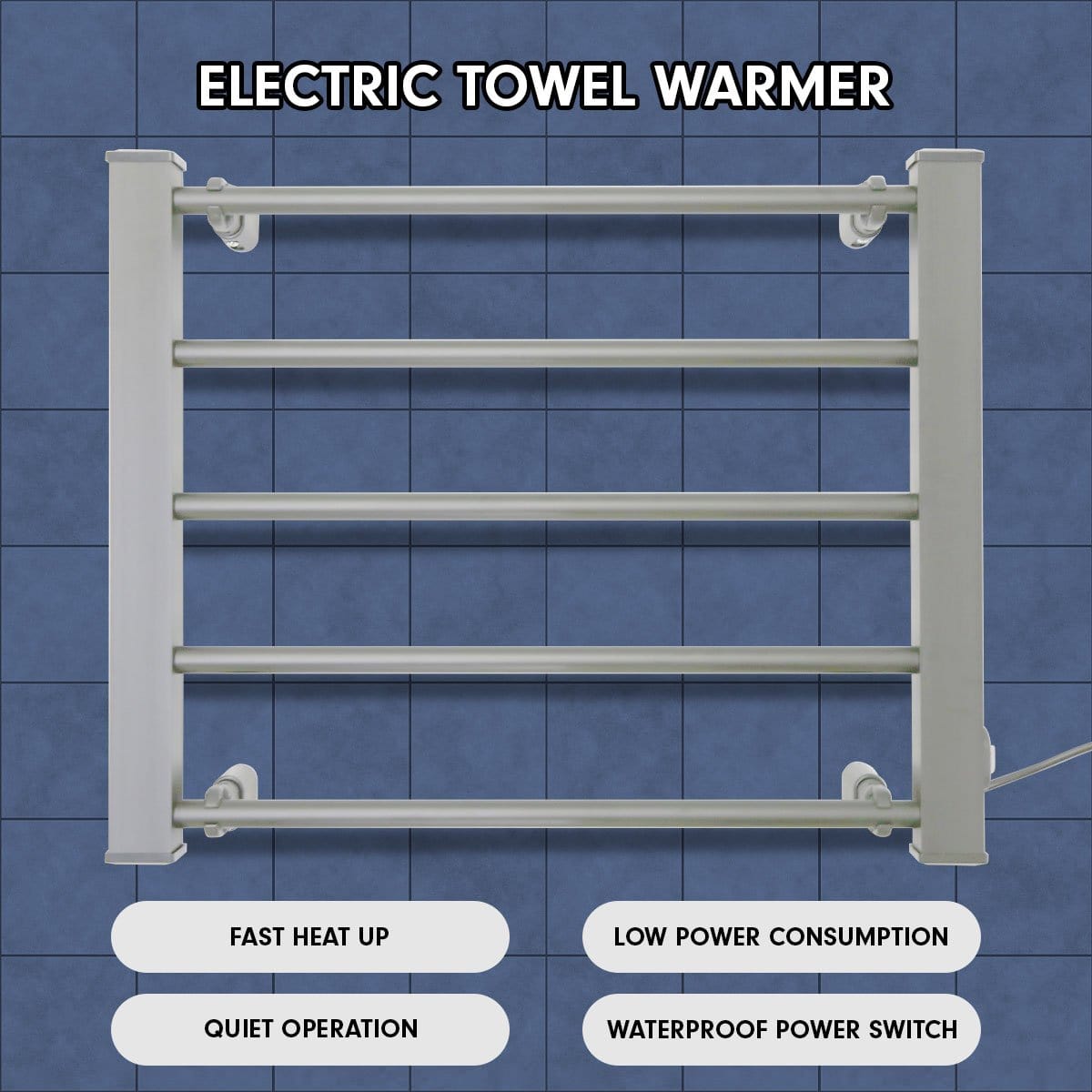 Heated Towel Rack Electric Bathroom Towel Rails Ev-90- Silver