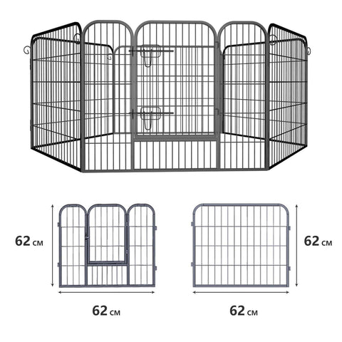 Heavy Duty Pet Dog Game Fence, Foldable Metal Fence, Black