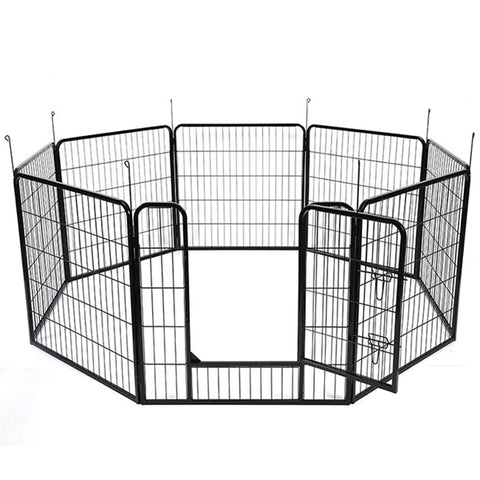 Heavy Duty Comfortable Pet Dog Game Fence Foldable 8 Panel Metal Dog Fence Black