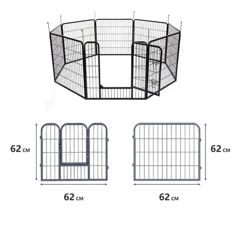 Heavy Duty Comfortable Pet Dog Game Fence Foldable 8 Panel Metal Dog Fence Black