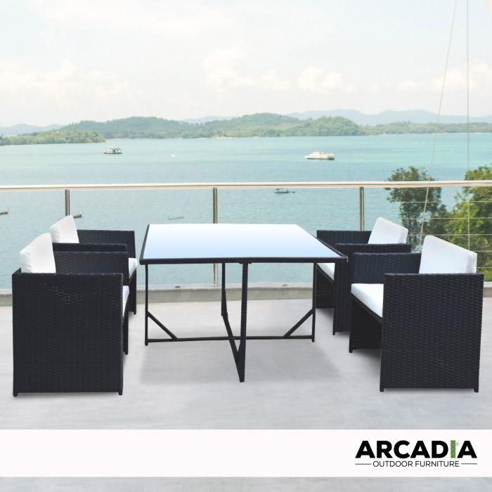 Black and Grey Heavy-duty waterproof 5 Piece Dining Table Set