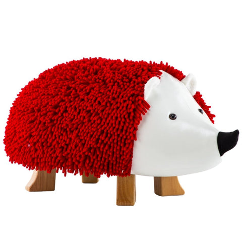 Kids Furniture Hedgehog Ottoman With Solid Wood Footrest-Red