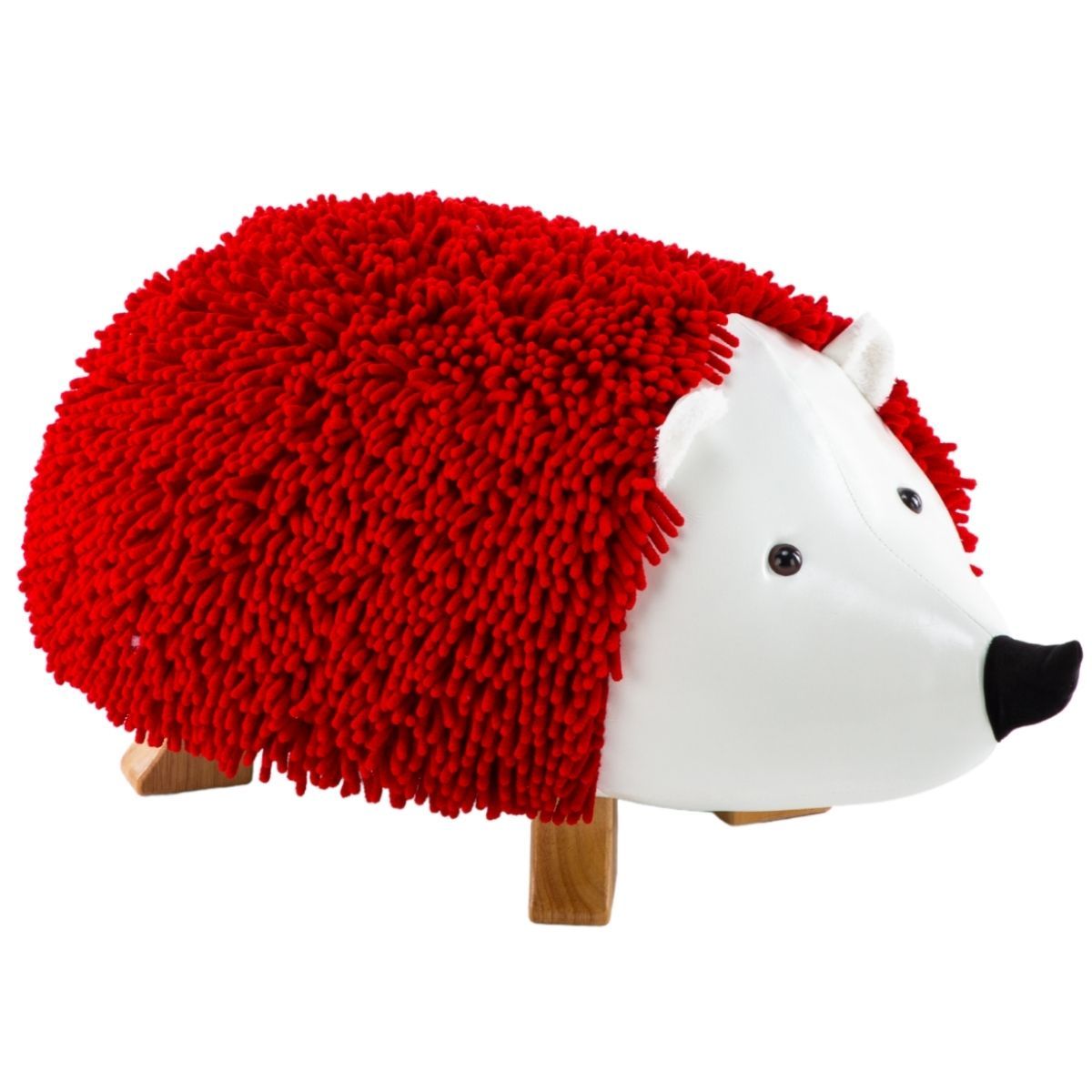 Kids Furniture Hedgehog Ottoman With Solid Wood Footrest-Red