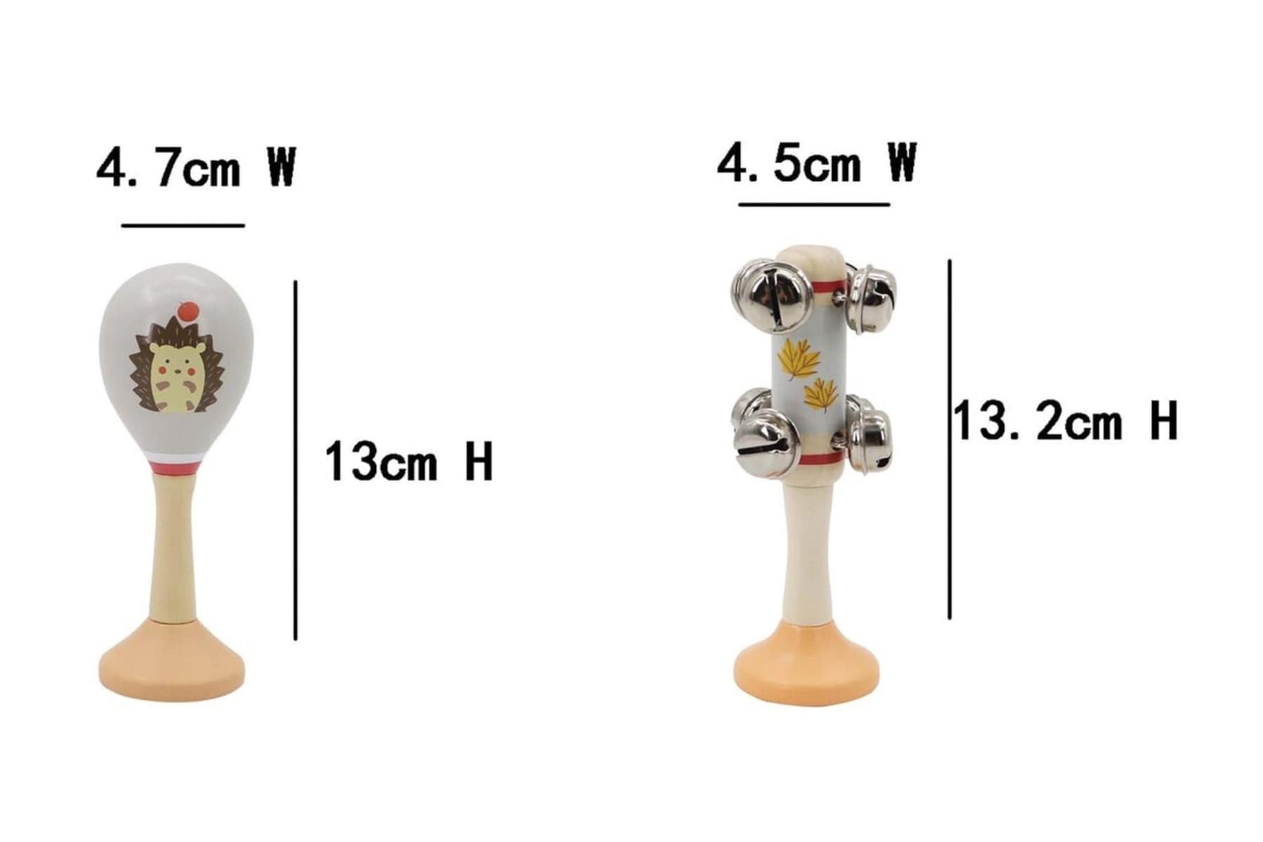 Hedgehog Wooden Maraca & Bell Stick Set