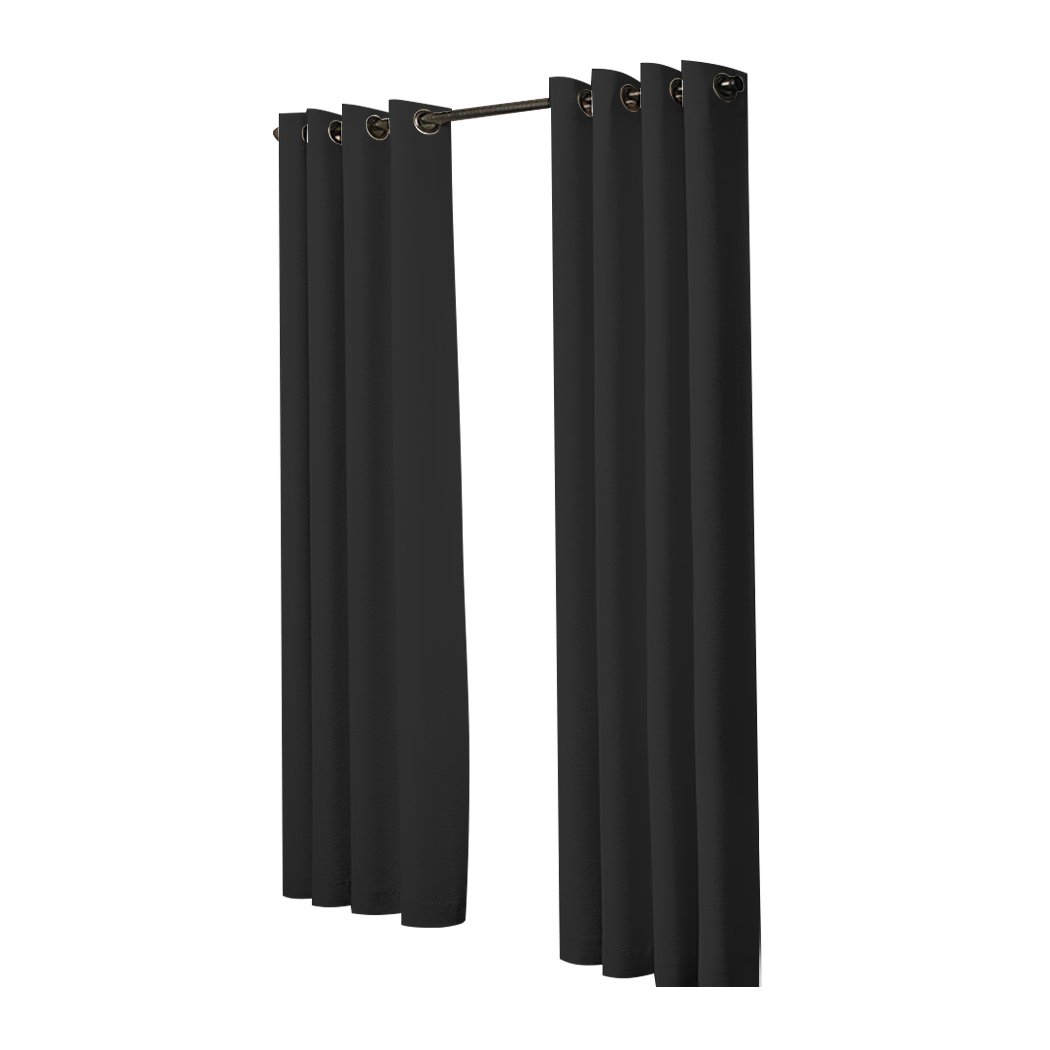 Living Room High density polyester fabric 2x Blockout Curtains -black