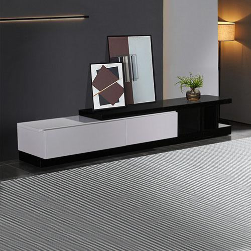 Living Room High Gloss Finish TV Cabinet Black & White Glossy Colour
