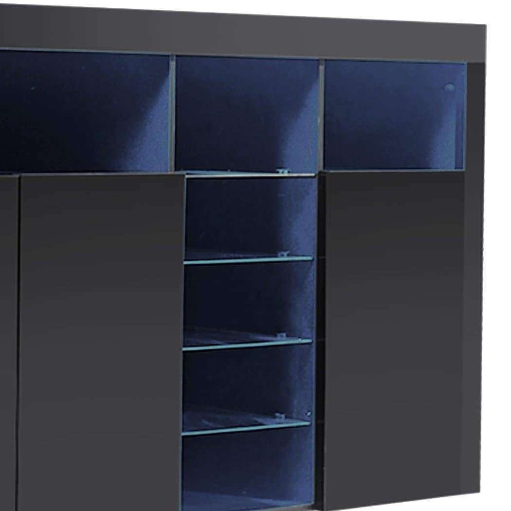 dining room High Gloss Sideboard Cabinet Storage Black