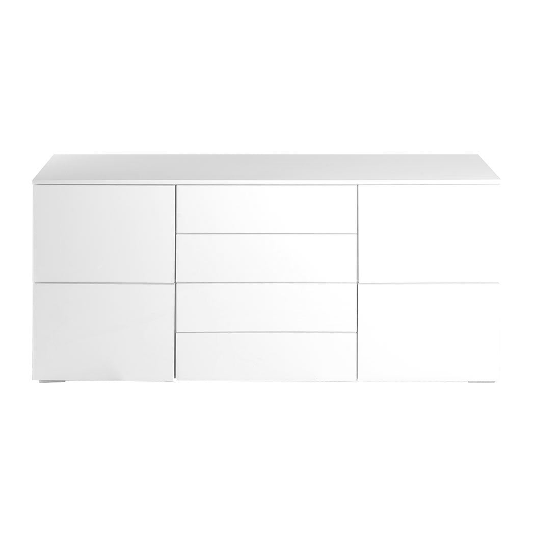 dining room High Gloss Sideboard Cabinet Storage Drawers White 150Cm