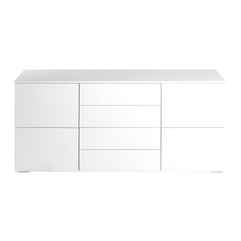 High Gloss Sideboard Cabinet Storage Drawers White 150Cm