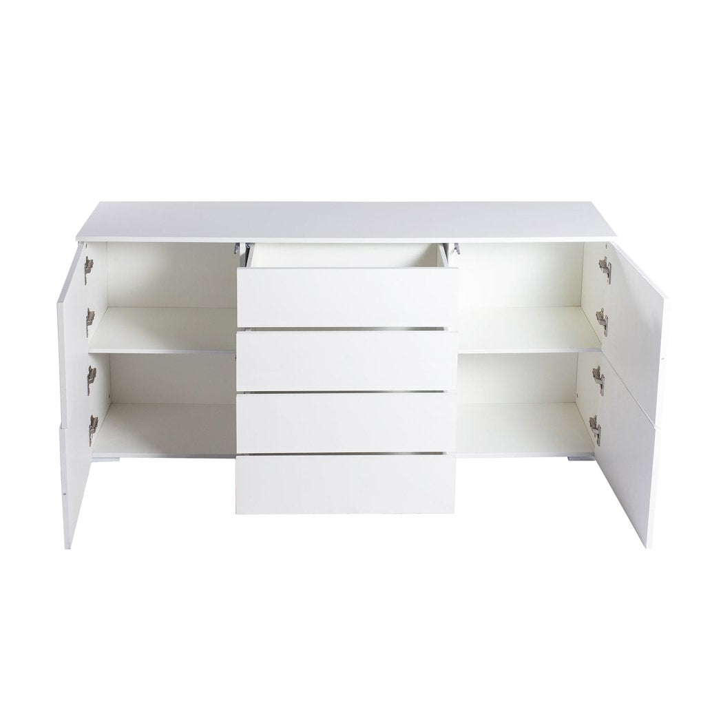 dining room High Gloss Sideboard Cabinet Storage Drawers White 150Cm