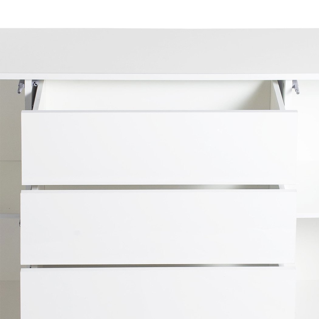 dining room High Gloss Sideboard Cabinet Storage Drawers White 150Cm