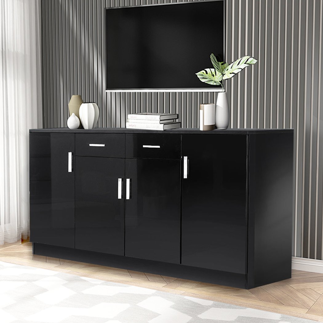 dining room High Gloss Sideboard Storage Cabinet Black