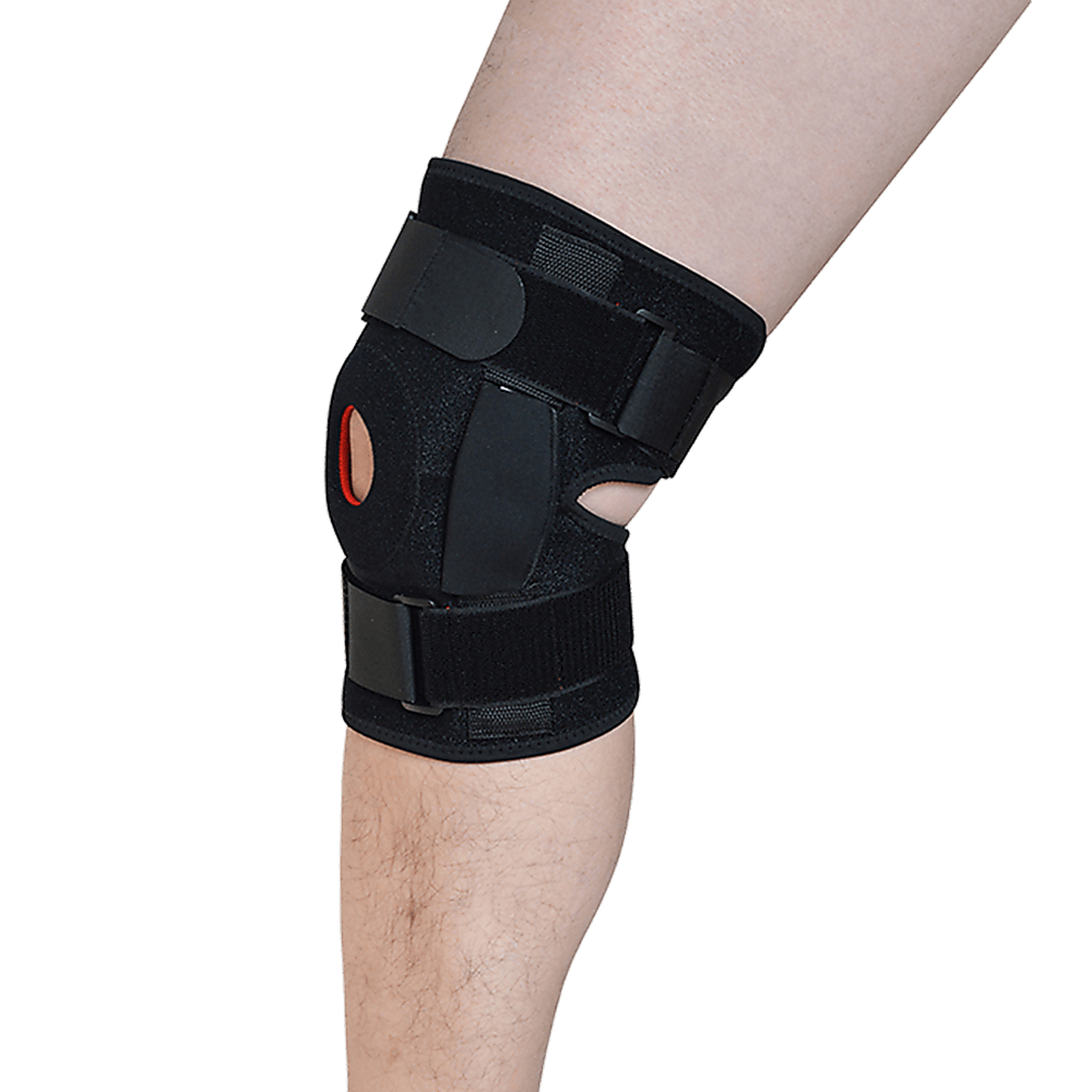 Hinged wraparound knee brace-Black