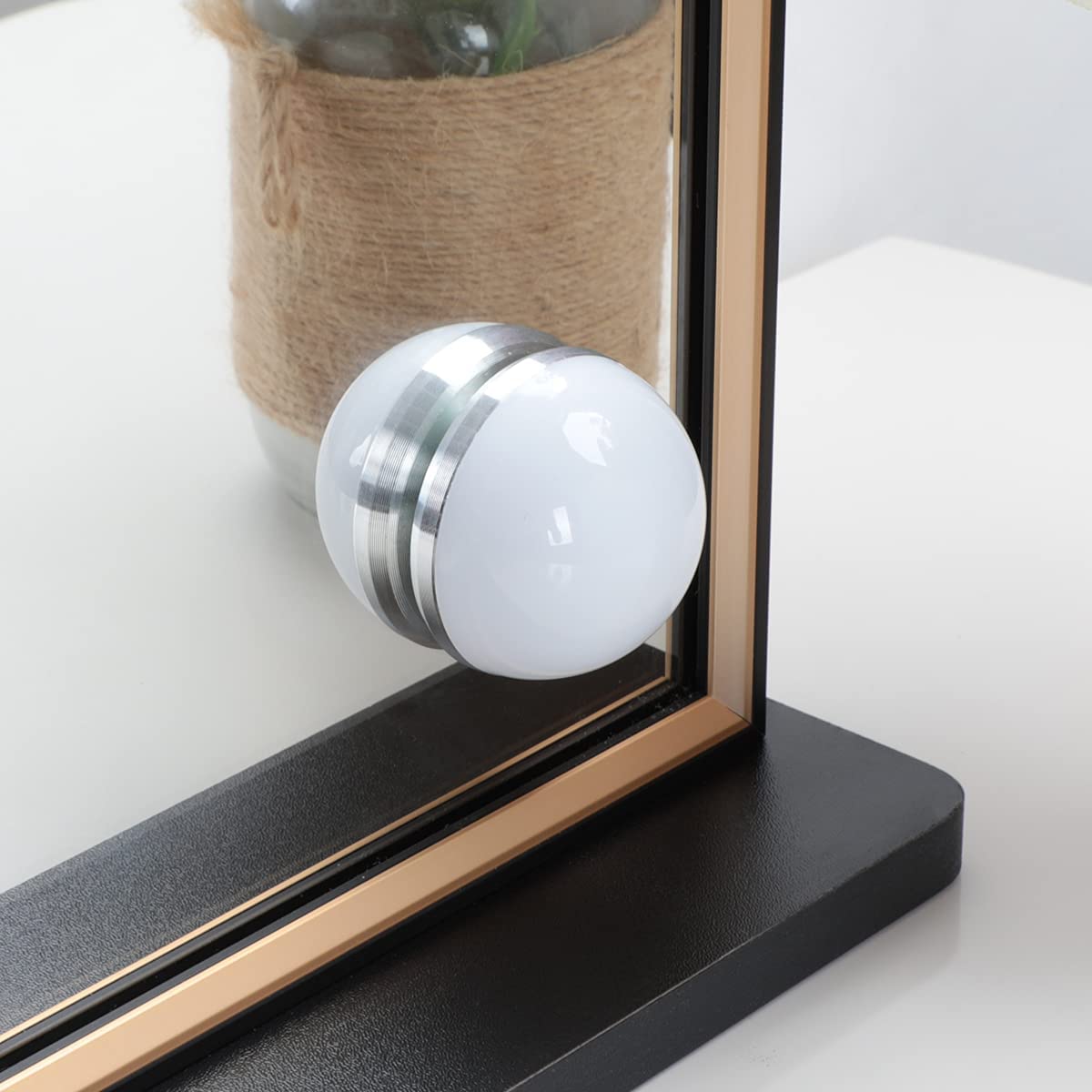 Hollywood Makeup Vanity Mirror with LED Lights and with Smart Button Black, 77 x 55 cm