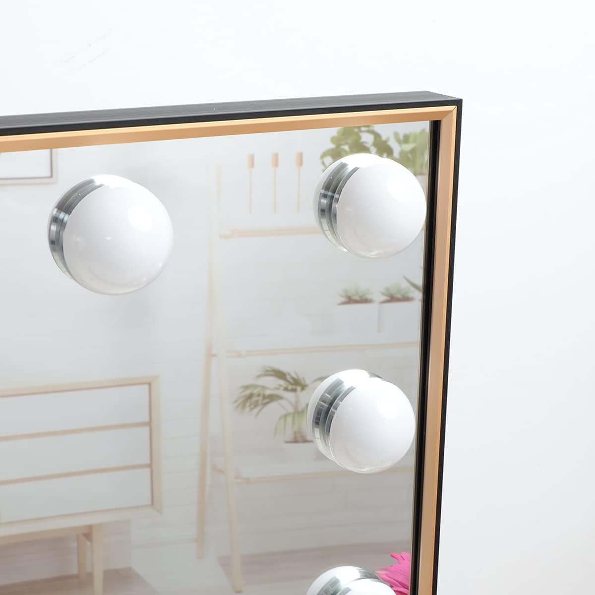 Hollywood Makeup Vanity Mirror with LED Lights and with Smart Button Black, 77 x 55 cm