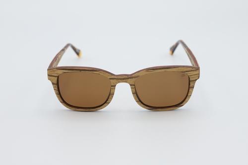 Horizon wood sunglasses with polarized smoke lens