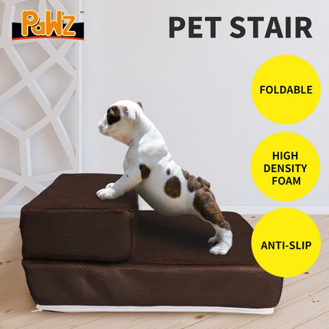 Portable Foldable Pet Stairs Brown