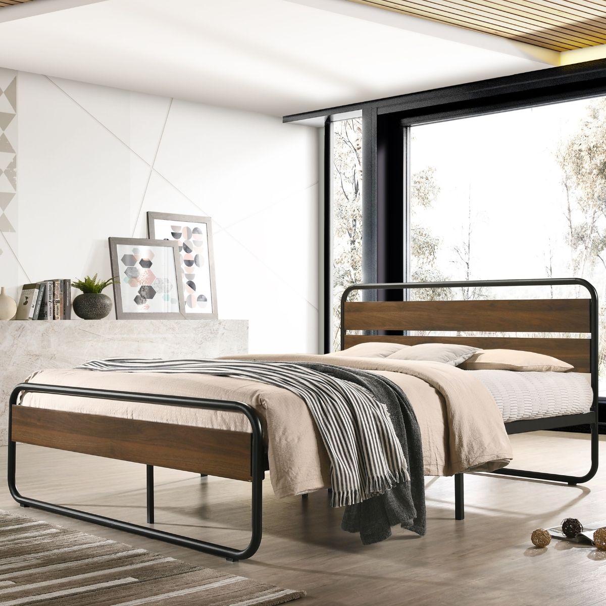 Bedroom Industrial Bed King Size