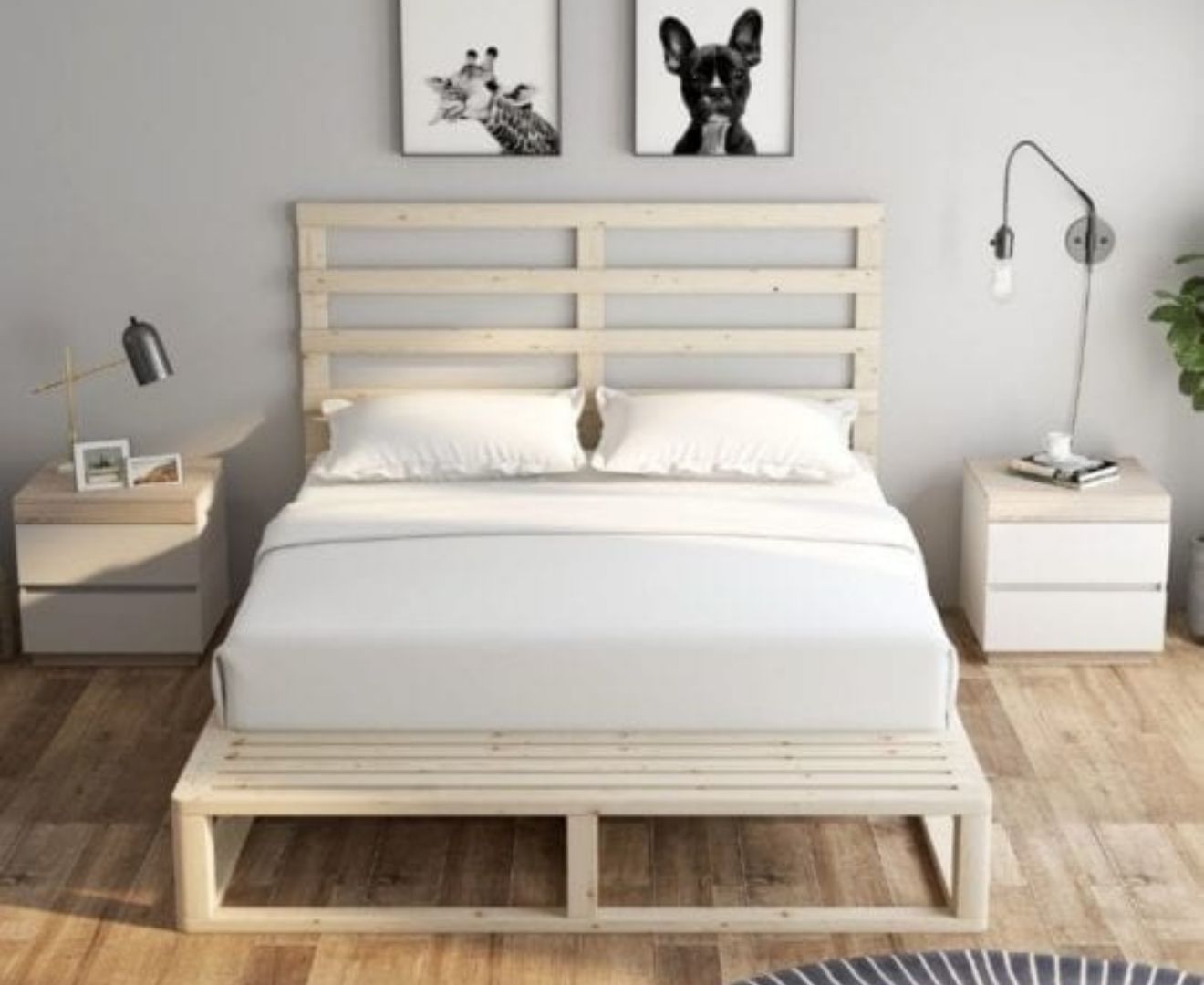 Furniture > Bedroom Industrial Coastal Pallet Bed Frame Bed Base Double