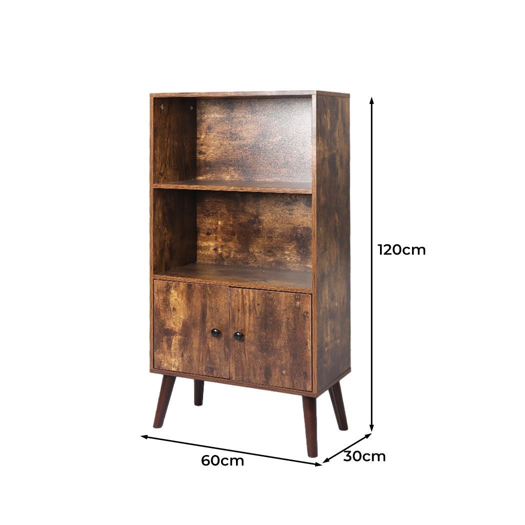 Industrial Display Shelf Cabinet Storage Bookshelf- Brown