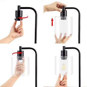 Industrial Table Lamp with 2 USB Port for Bedside Nightstand Desk