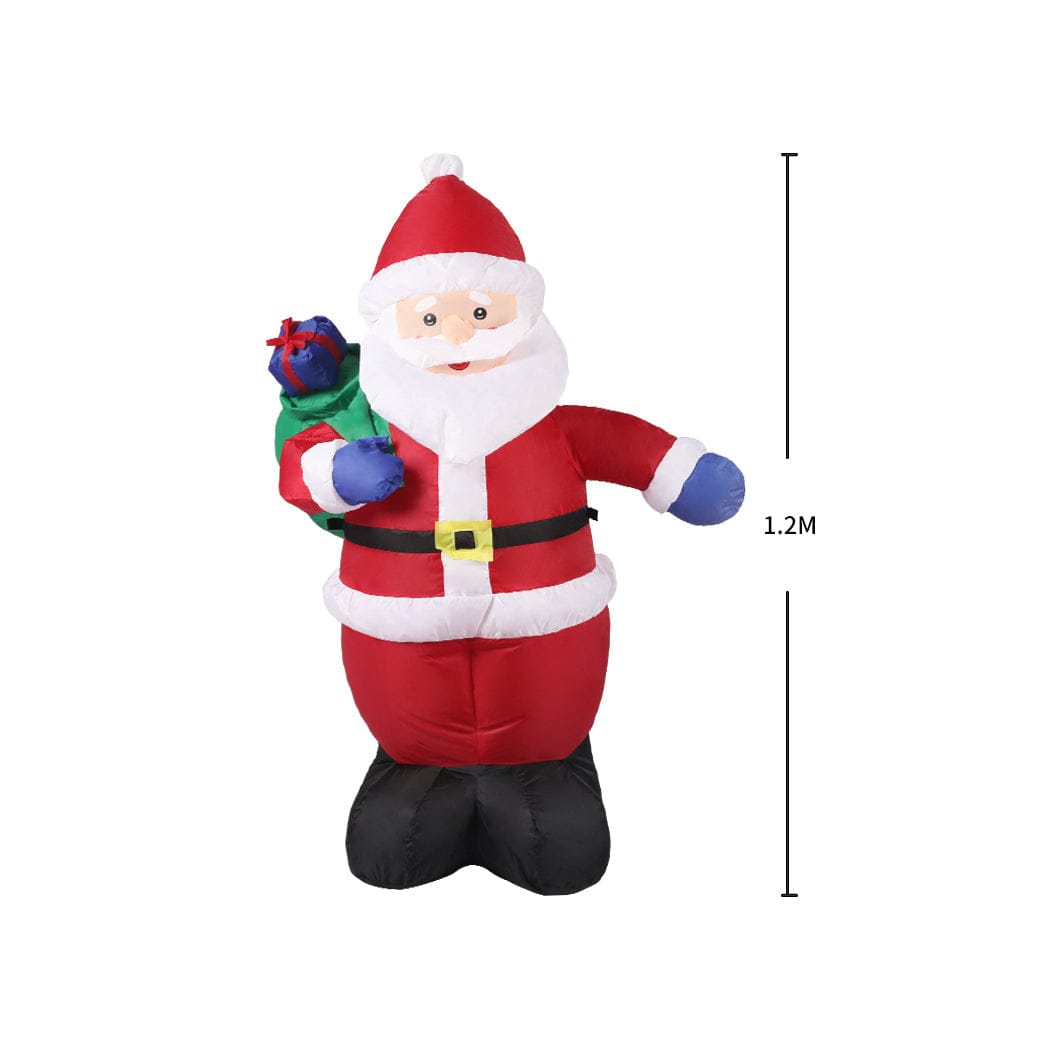 Inflatable Christmas Decor Sack Santa 1.2M LED Lights Xmas Party