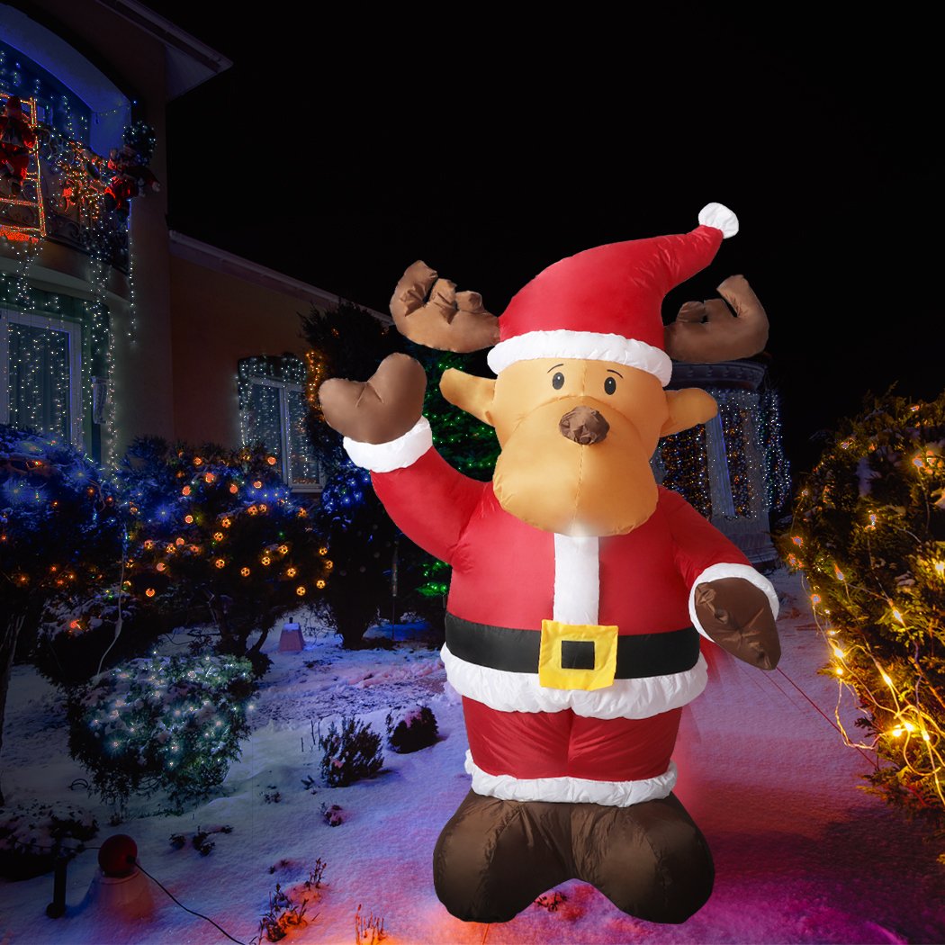 Christmas Inflatable Christmas Decor Santa Reindeer 1.35M LED Lights Xmas Party