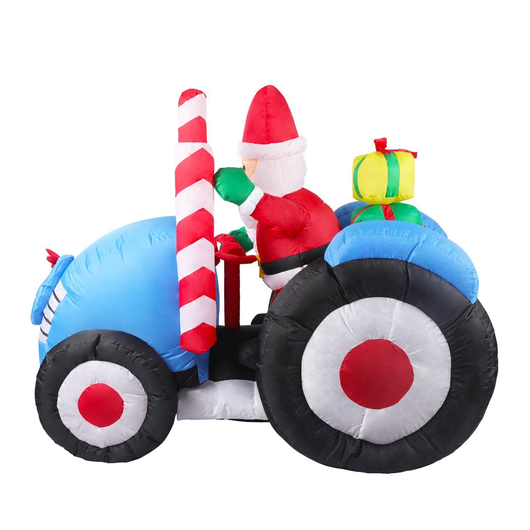 Inflatable Christmas Decor Tractor Santa 1.4M LED Lights Xmas Party